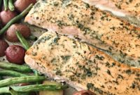 Golden Roasted Salmon with Crispy Potatoes and Tender Green Beans
