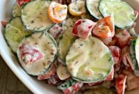 Refreshing Cucumber and Tomato Salad with Creamy Yogurt Dressing