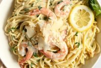 Bright Lemon Basil Creamy Shrimp Pasta
