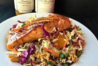 Zesty Sesame Ginger Salmon with Crisp Ramen Slaw