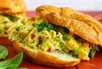 Bright Peach Basil Chicken Salad