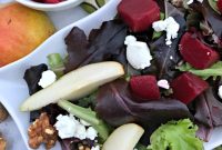 Tangy Beet and Pear Salad with Walnuts and Goat Cheese