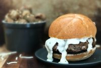 Monterey Jack-Smothered Green Chile Mushroom Burger