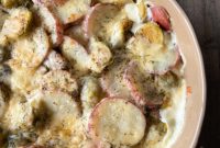 Cheesy Brussels Sprout and Potato Bake