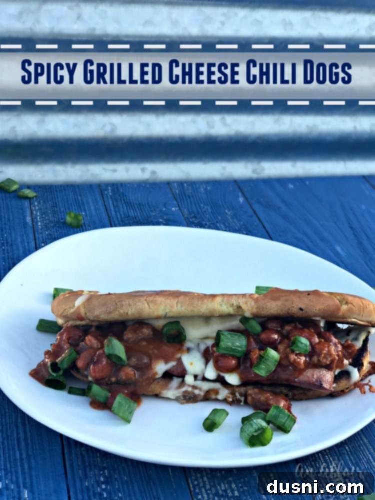Fiery Chili Cheese Dog Melt 13 Hero shot of a perfectly grilled Spicy Grilled Cheese Chili Dog
