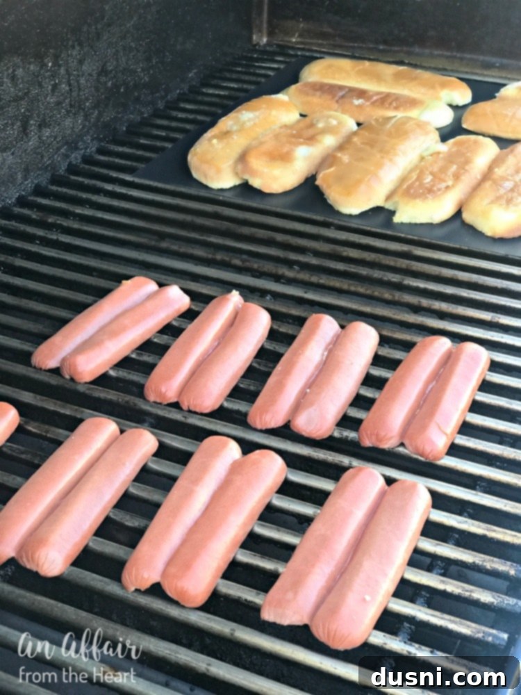 Fiery Chili Cheese Dog Melt 7 Hot dogs sliced lengthwise and buns prepared with Country Crock