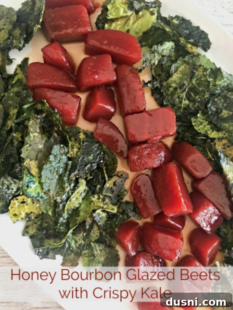 Honey Bourbon Beets & Kale Crunch 7 Honey Bourbon Glazed Beets with Crispy Kale from An Affair from the Heart