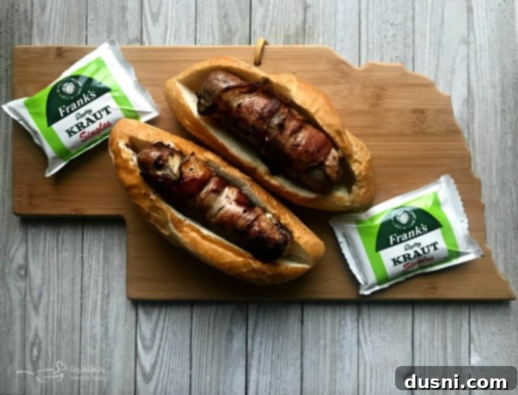 Kraut Stuffed Bacon Wrapped Brats served at a tailgate event in Nebraska