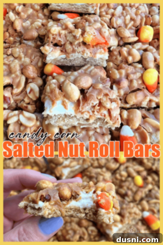 Stack of freshly cut Candy Corn Salted Nut Roll Bars