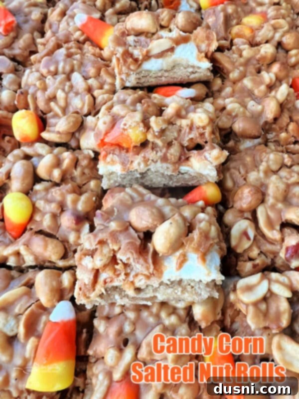 Candy Corn Salted Nut Roll Bars on a festive fall plate