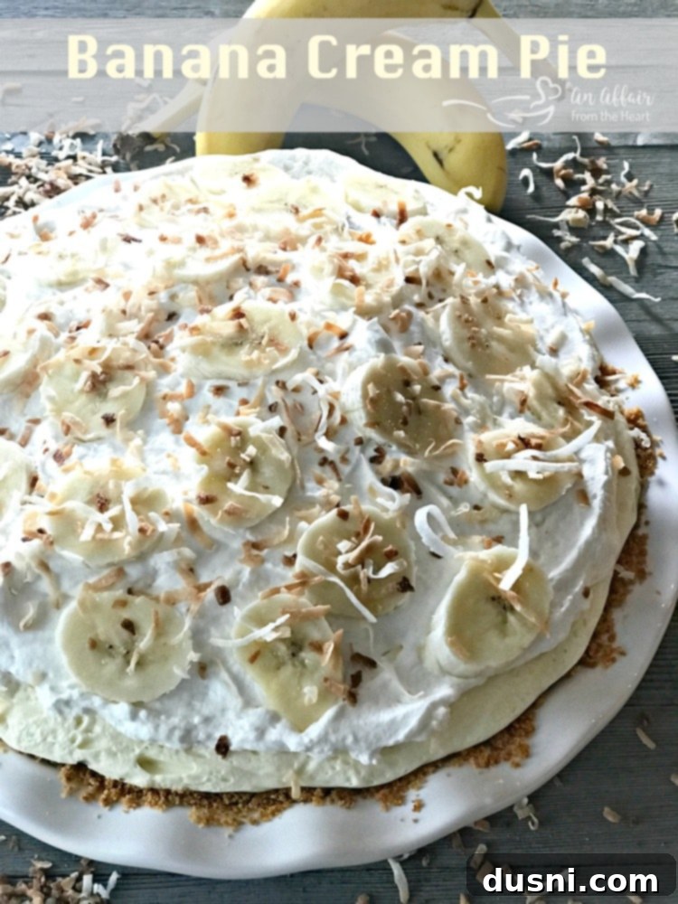 Hero shot of an entire Banana Cream Pie