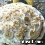 Close up of Banana Cream Pie in a white dish