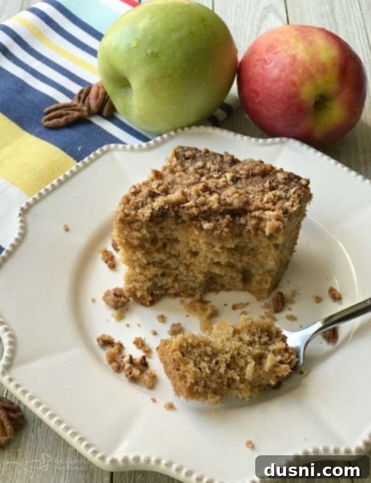 Spiced Applesauce Coffee Cake 11 Applesauce Coffee Cake slice on white plate