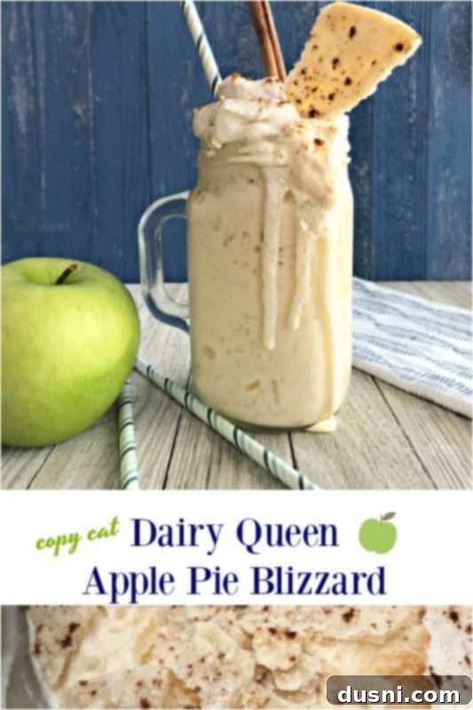 Homemade Dairy Queen Apple Pie Blizzard 3 Close-up of a perfectly blended Copycat Dairy Queen Apple Pie Blizzard in a cup, ready to be served.