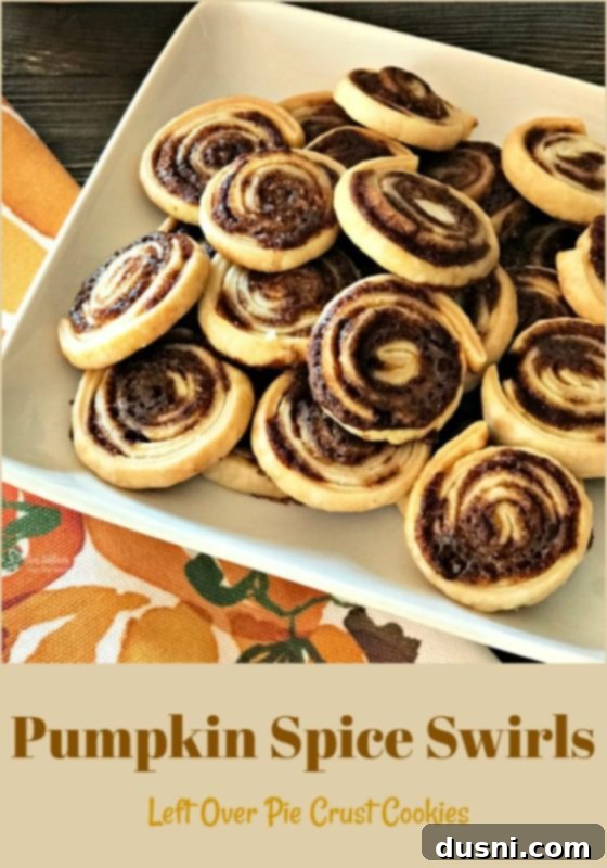 Pumpkin Spice Pie Crust Swirls 3 Pumpkin Spice Swirls - Left Over Pie Crust Cookies, served on a white plate, showing the flaky layers