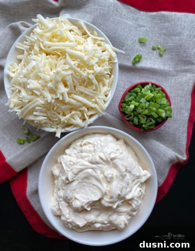 A bowl of creamy Swiss Cheese Dip with a serving knife, surrounded by a plate of fresh vegetables like broccoli, carrots, and celery, ready for dipping.