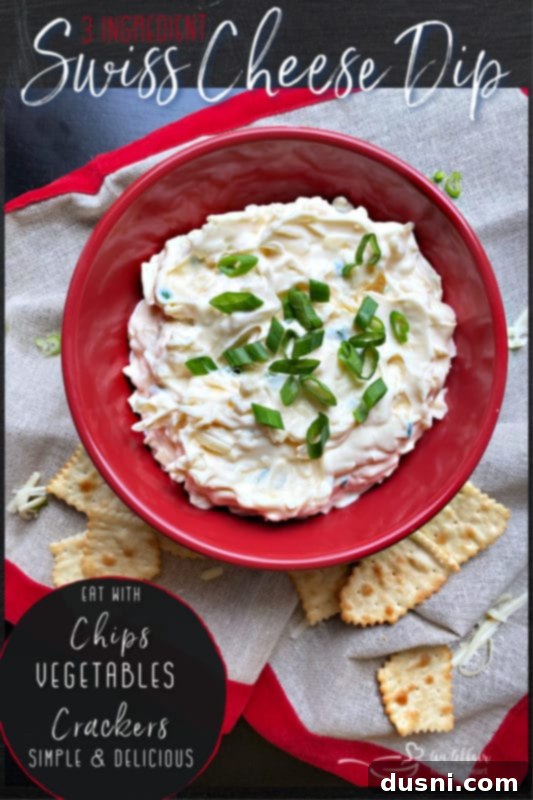 A close-up of a rustic wooden surface with a small, inviting bowl of Swiss Cheese Dip, perfectly chilled and ready for guests.