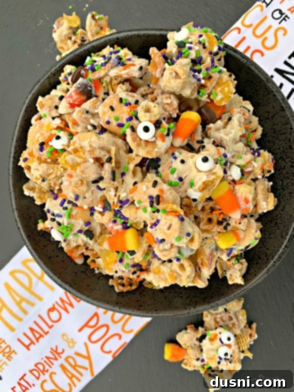 Monster Mash Snack Mix 4 Assorted ingredients for Halloween White Trash Snack Mix