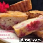 Zesty Lemon Raspberry Loaf 2 Close up of Lemon Raspberry Bread Sliced and text "lemon raspberry bread"