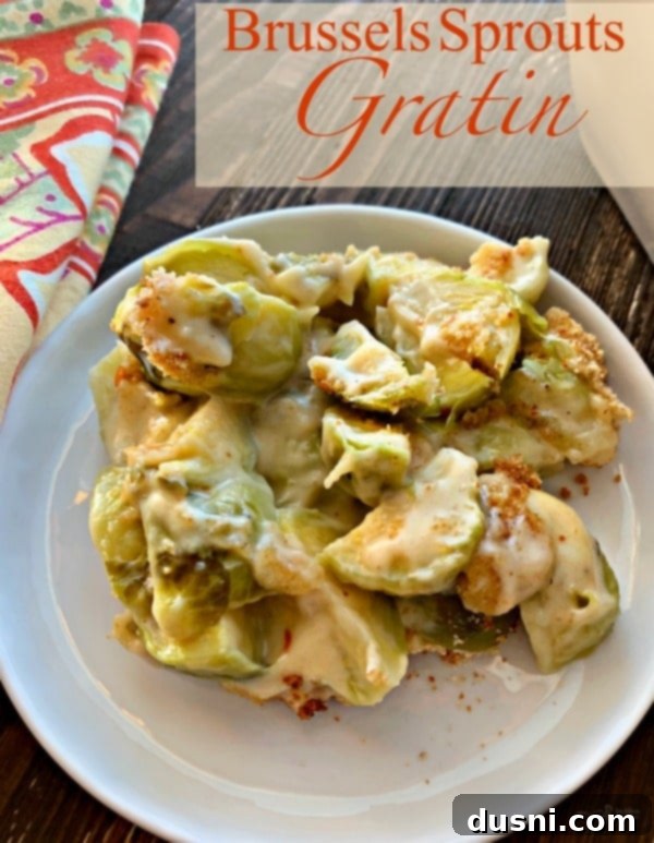 Cheesy Brussels Bake 12 Close-up of golden brown Brussels Sprouts Gratin