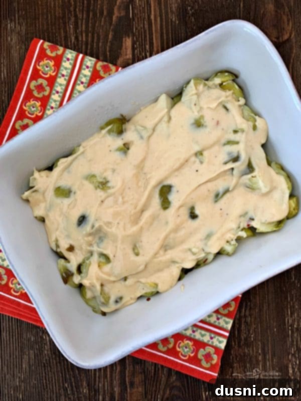 Cheesy Brussels Bake 7 Making the cheese sauce for Brussels Sprouts Gratin