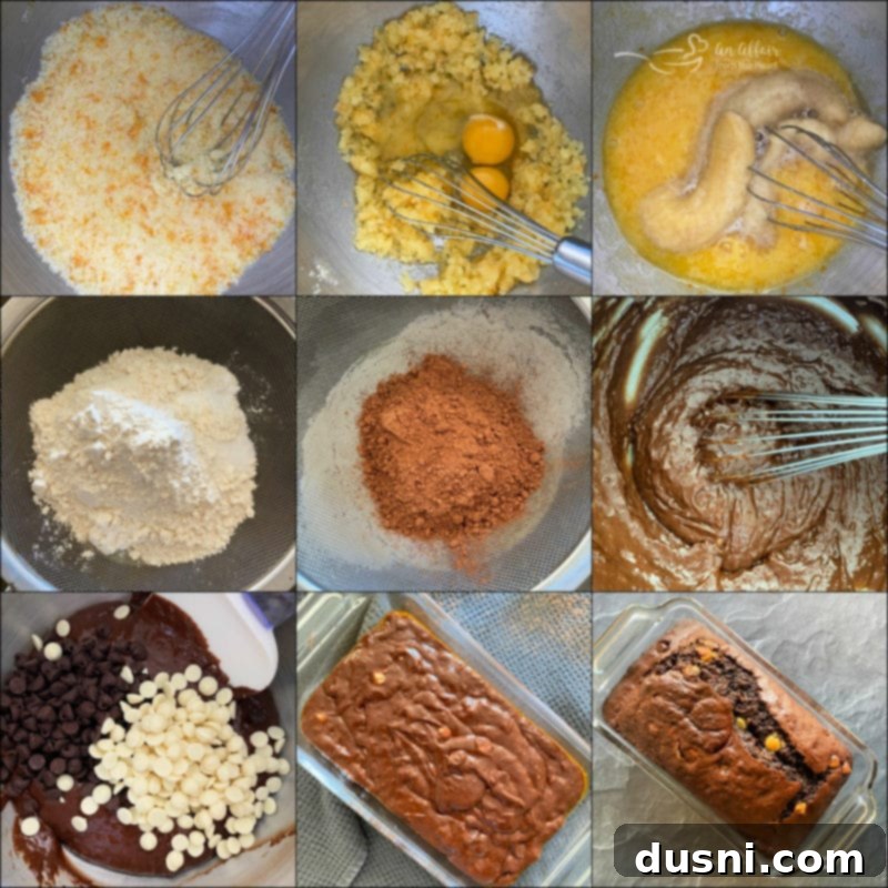 Mixing the batter for Chocolate Orange Banana Bread