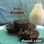 close up of brookies on a blue plate with text 'Mint Brookies