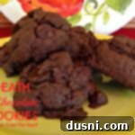 Chocolate Coma Cookies 2 Close up of cookies on a yellow plate with text "Death by chocolate cookies"