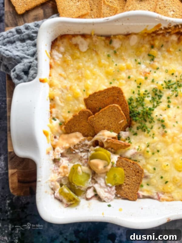 Crock Pot Reuben Dip in a slow cooker, close up