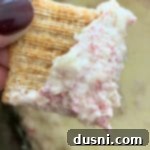 Crock Pot Reuben Dip close up on a cracker