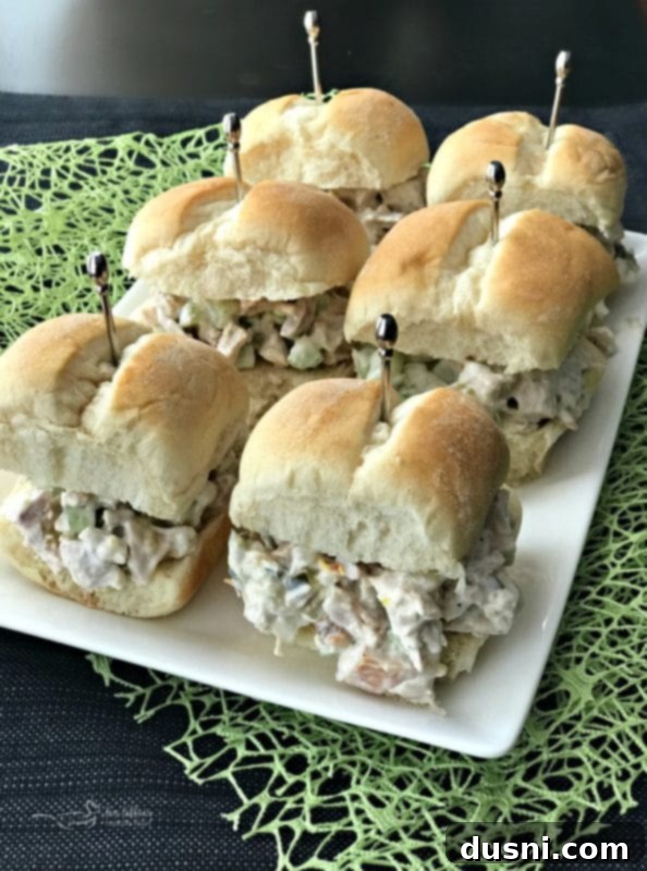 Dainty Turkey Sliders 4 Close-up of Turkey Salad Sliders Ready to Serve