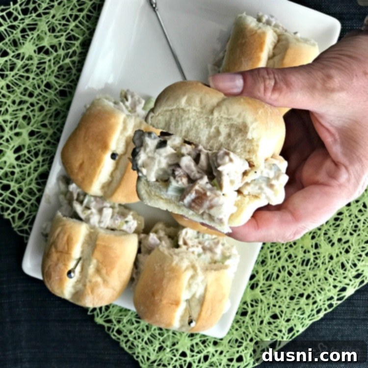 Dainty Turkey Sliders 6 Freshly Made Turkey Salad in a Serving Bowl with Utensil