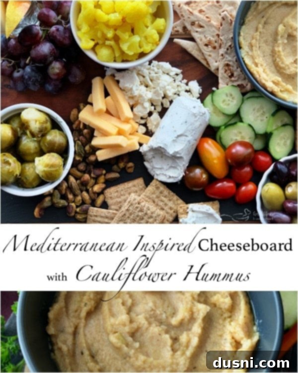 Sun-Kissed Mezze Platter with Creamy Cauliflower Hummus 19 Completed Mediterranean Inspired Cheeseboard for entertaining