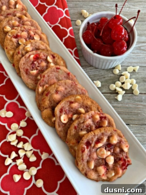 Luscious White Chocolate Cherry Cookies 17 White Chocolate Cherry Cookies with Maraschino cherries