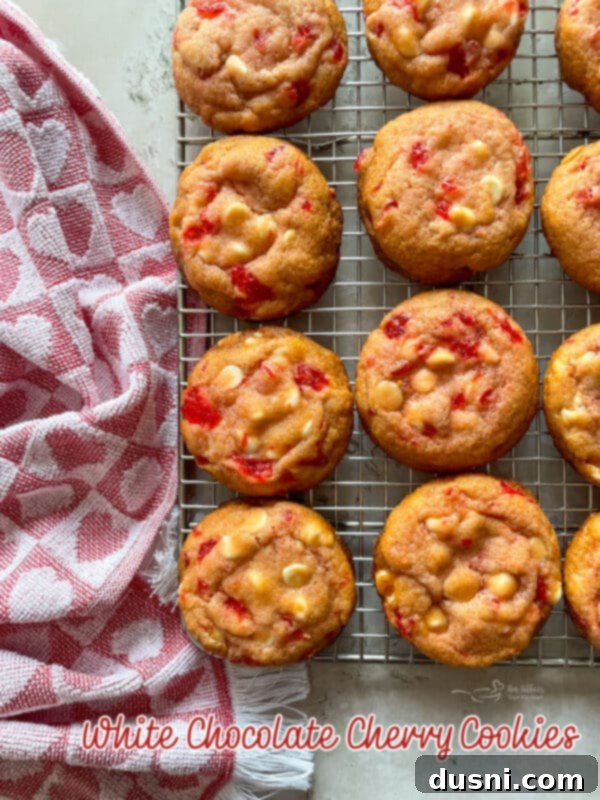 Luscious White Chocolate Cherry Cookies 18 Stack of White Chocolate Cherry Cookies