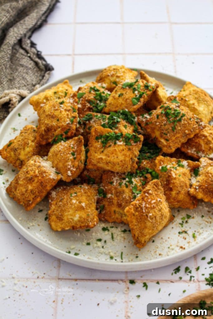 Ingredients laid out for air fryer toasted ravioli.