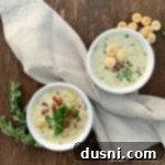 Overhead 2 bowls of Instapot New England Clam Chowder