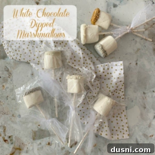 Enchanted Winter Mix 8 White Chocolate Dipped Marshmallows with sprinkles, ready for Winter Wonderland Snack Mix