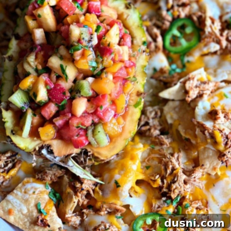 Fresh Tomato Salsa 11 Close up of Tropical Chicken Nachos with Tropical Salsa