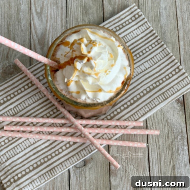 Salted Caramel Mocha Smoothie with whipped cream topping