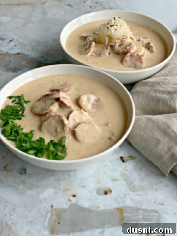 Hearty Instant Pot Beer Cheese Soup with Kielbasa and Sauerkraut 2 Instant Pot Beer Cheese Soup with Kraut & Kielbasa