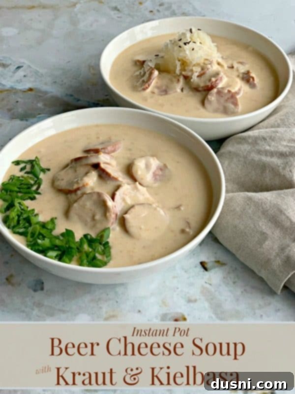 Hearty Instant Pot Beer Cheese Soup with Kielbasa and Sauerkraut 12 Instant Pot Beer Cheese Soup with Kraut & Kielbasa
