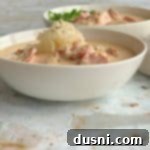 Hearty Instant Pot Beer Cheese Soup with Kielbasa and Sauerkraut 14 close up of Instant Pot Beer Cheese Soup with Kraut & Kielbasa