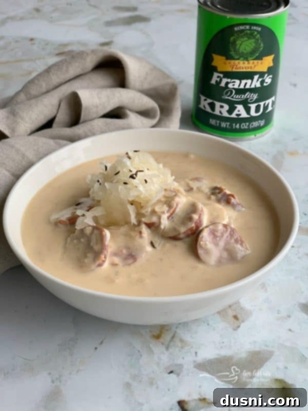 Hearty Instant Pot Beer Cheese Soup with Kielbasa and Sauerkraut 3 Instant Pot Beer Cheese Soup with Kraut & Kielbasa