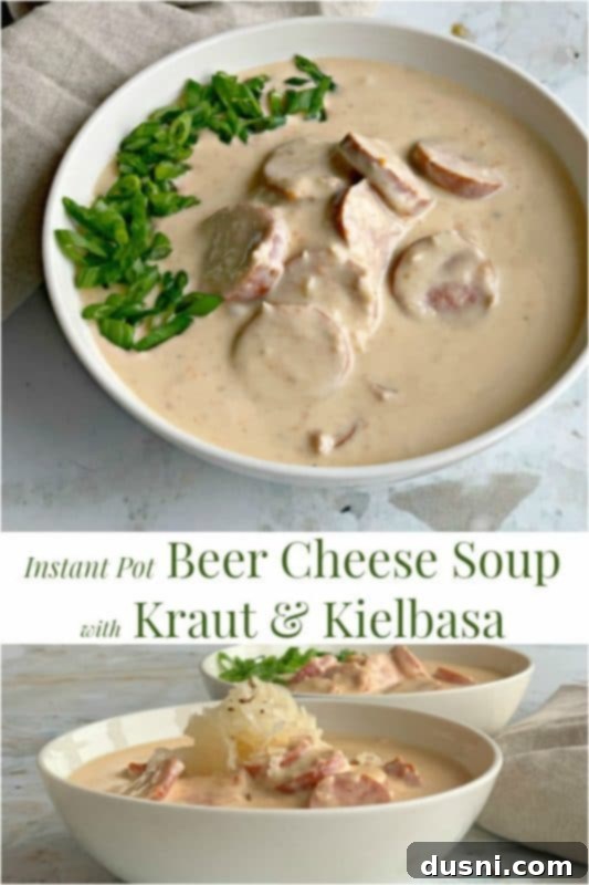 Hearty Instant Pot Beer Cheese Soup with Kielbasa and Sauerkraut 4 Instant Pot Beer Cheese Soup with Kraut & Kielbasa