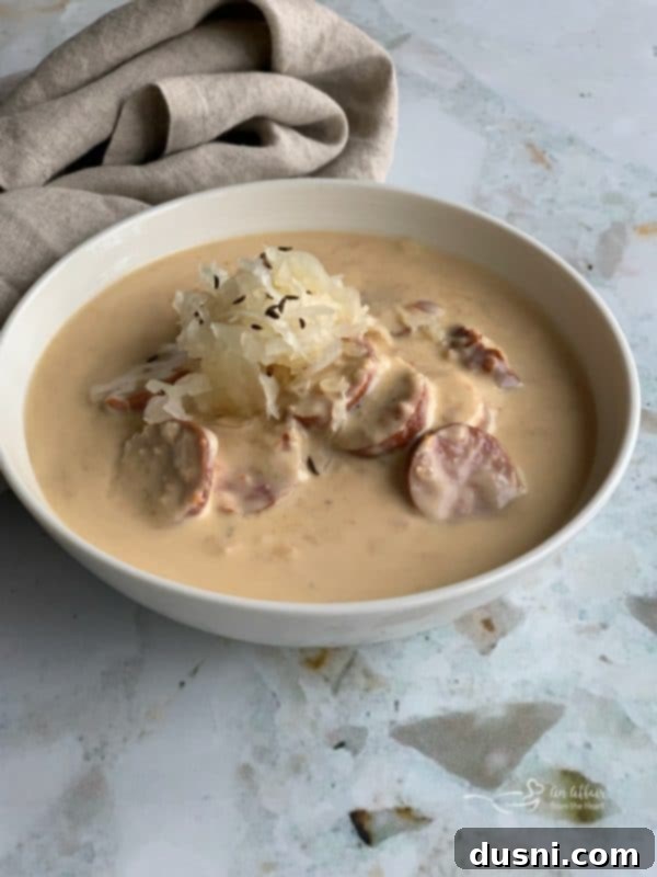 Hearty Instant Pot Beer Cheese Soup with Kielbasa and Sauerkraut 9 Instant Pot Beer Cheese Soup with Kraut & Kielbasa