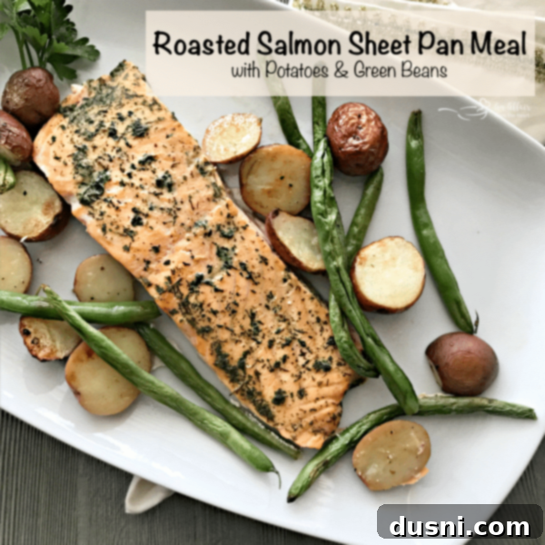 Golden Roasted Salmon with Crispy Potatoes and Tender Green Beans 9 Roasted Salmon Sheet Pan Meal with Potatoes & Green Beans