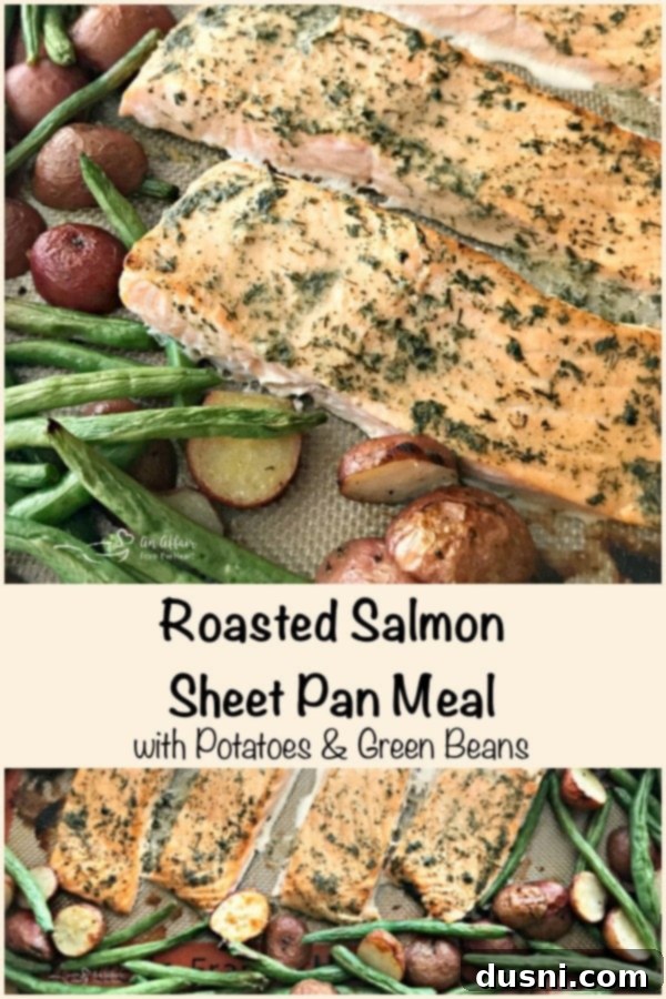 Golden Roasted Salmon with Crispy Potatoes and Tender Green Beans 4 Roasted Salmon Sheet Pan Meal with Potatoes & Green Beans
