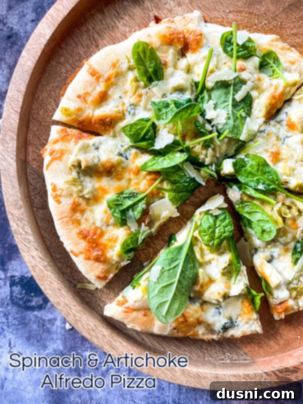 Spinach Artichoke Alfredo Pizza HERO shot