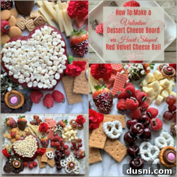 Valentine Dessert Cheeseboard with Red Velvet cheeseball